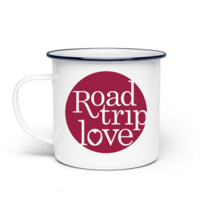RoadTripLove - Tasse mit Himbeerrot - Emaille Tasse-3