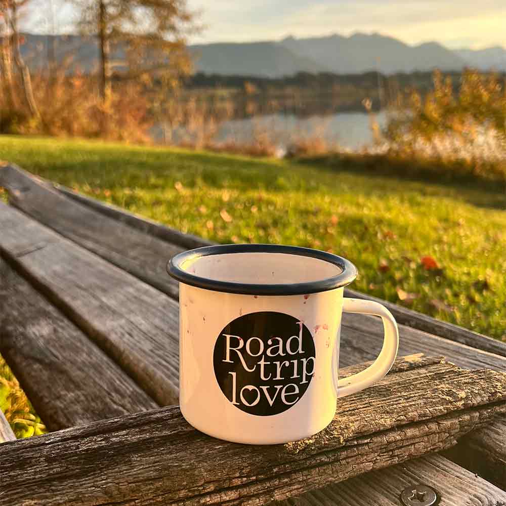 Emaille Becher für Camping und Roadtrip Love