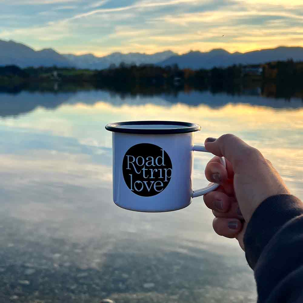 Emaille Becher für Camping und Roadtrip Love