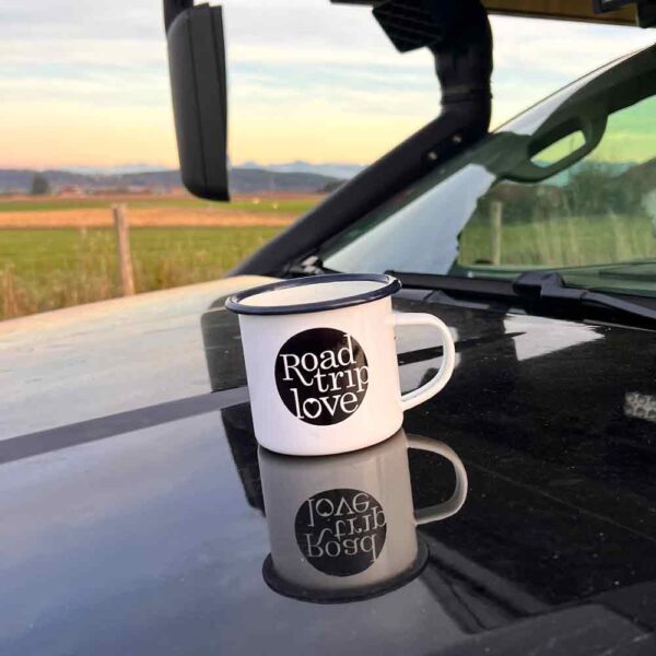 Emaille Becher für Camping und Roadtrip Love