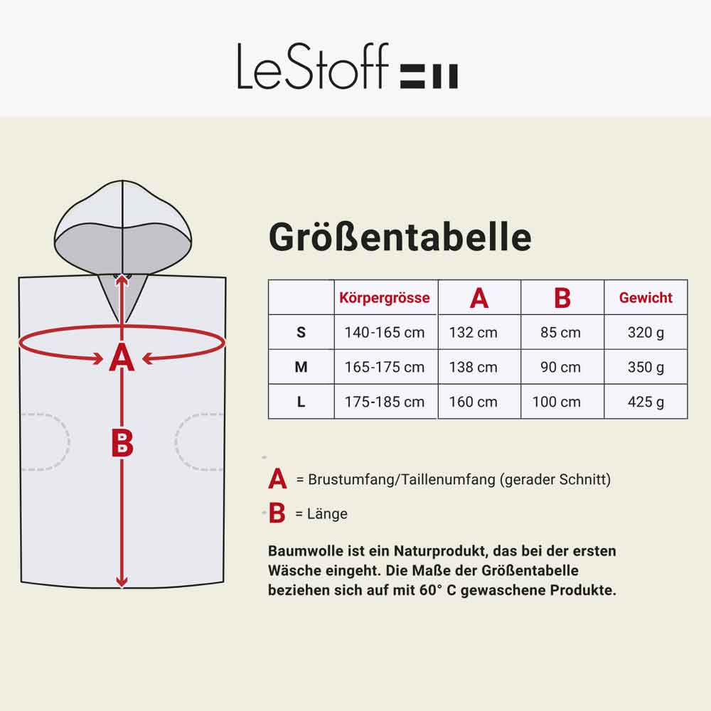 Der kuschelige Poncho aus Bio-Baumwolle von LeStoff ist schnelltrocknend und ideal am Strand oder beim Duschen beim Camping und auf Reisen im Wohnmobil oder Van
