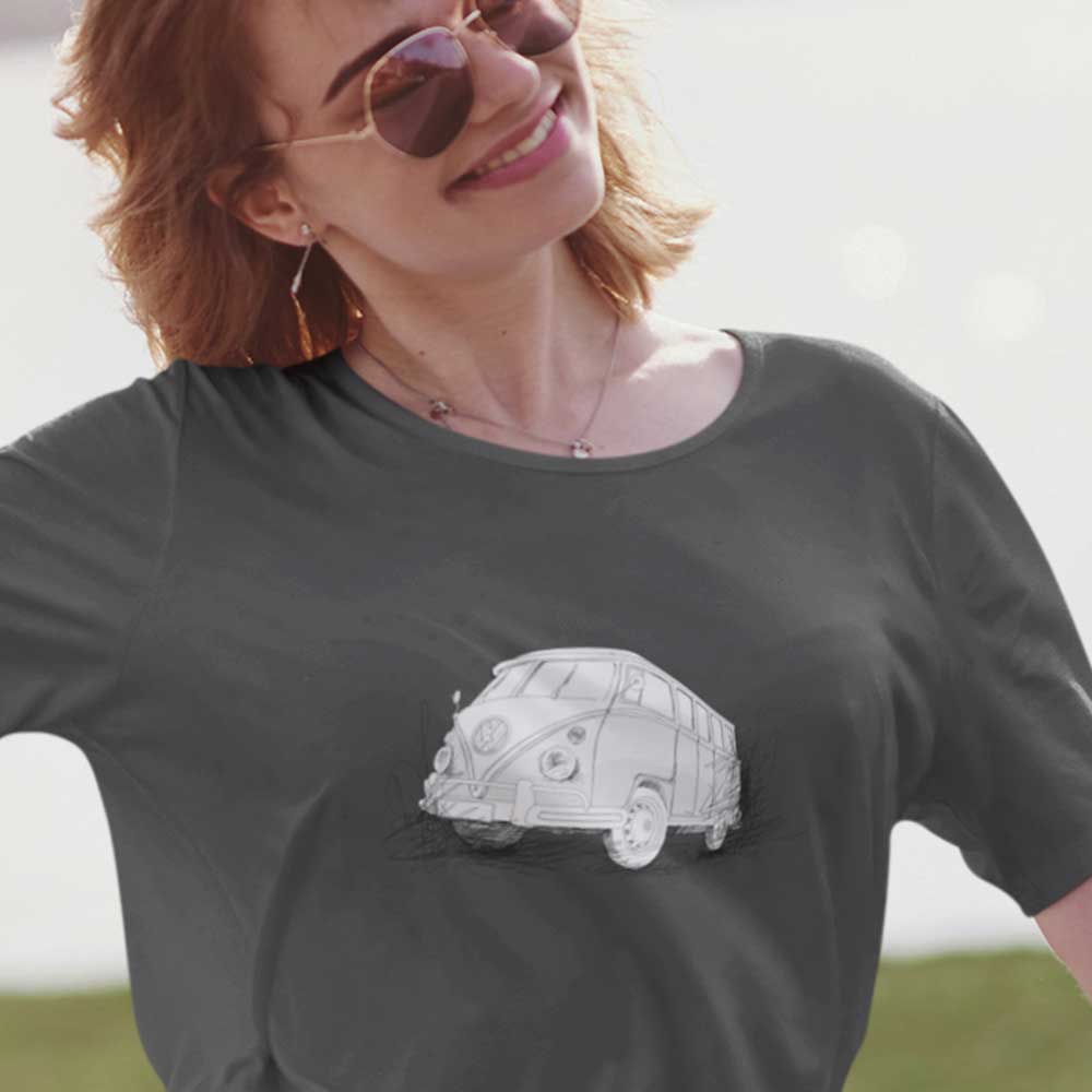 Shirt mit meiner Handzeichnung von VW Bulli T1 für Dein Camping oder Roadtrip Abenteuer