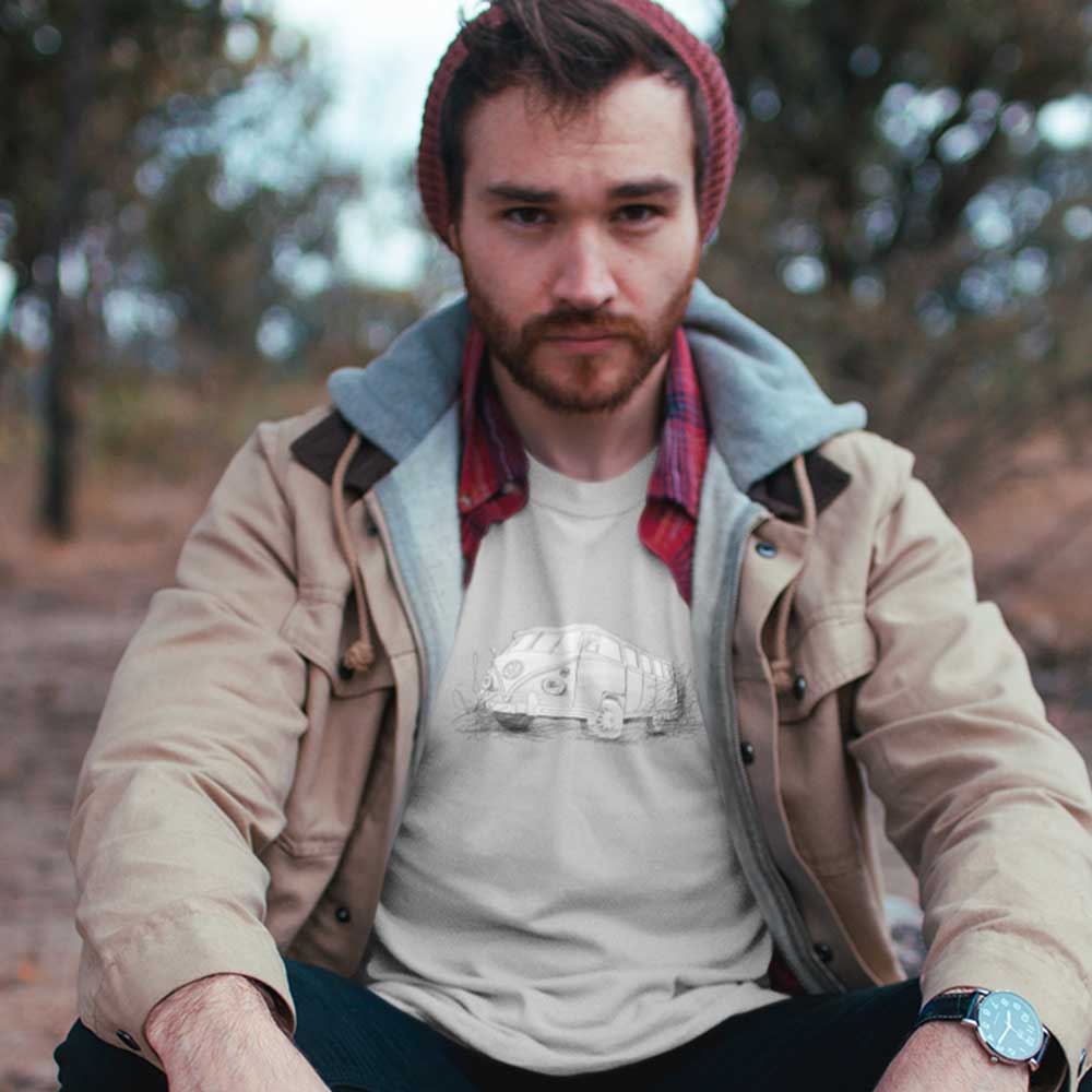Shirt mit meiner Handzeichnung von VW Bulli T1 für Dein Camping oder Roadtrip Abenteuer