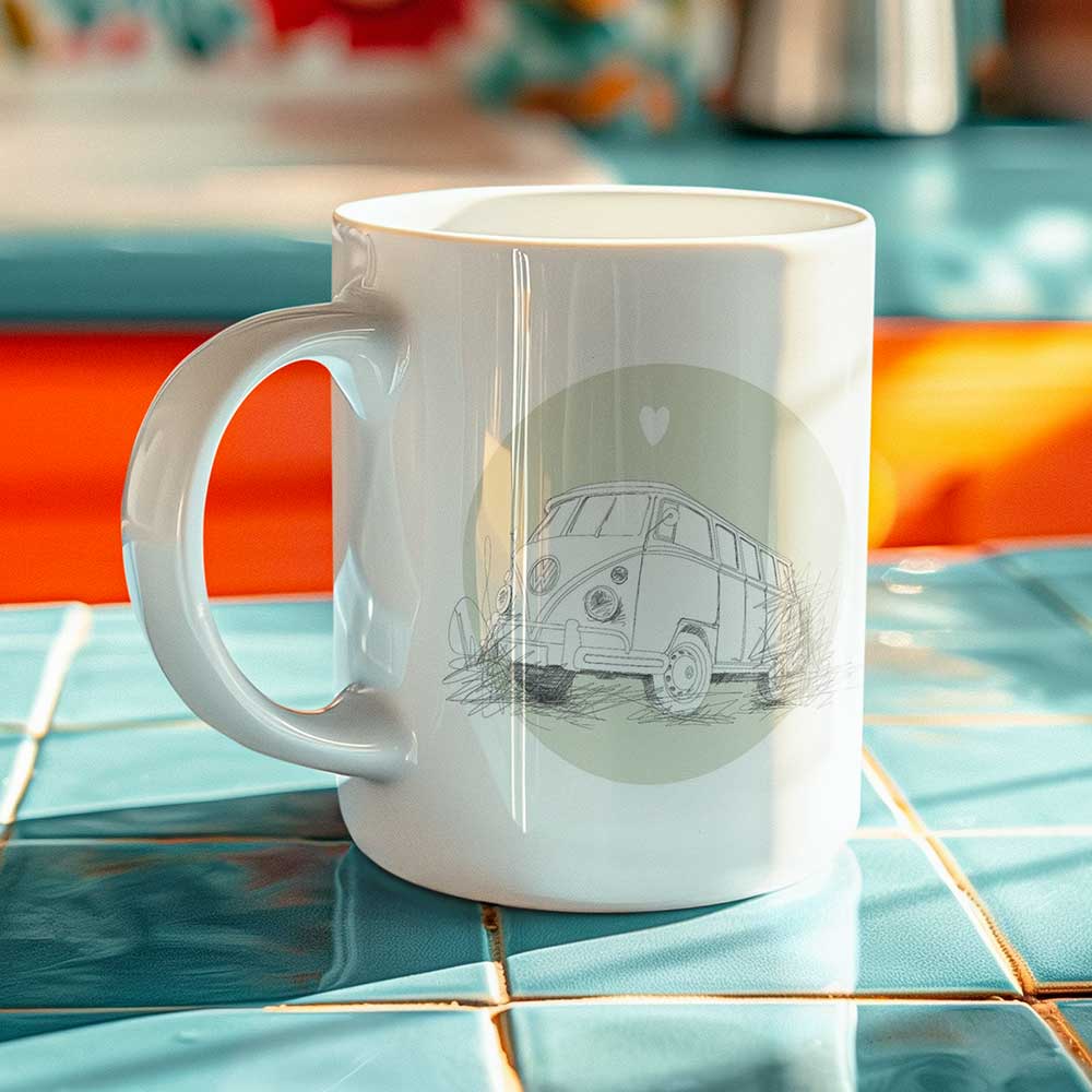 Tasse mit klassischem VW Bulli – Bild 2